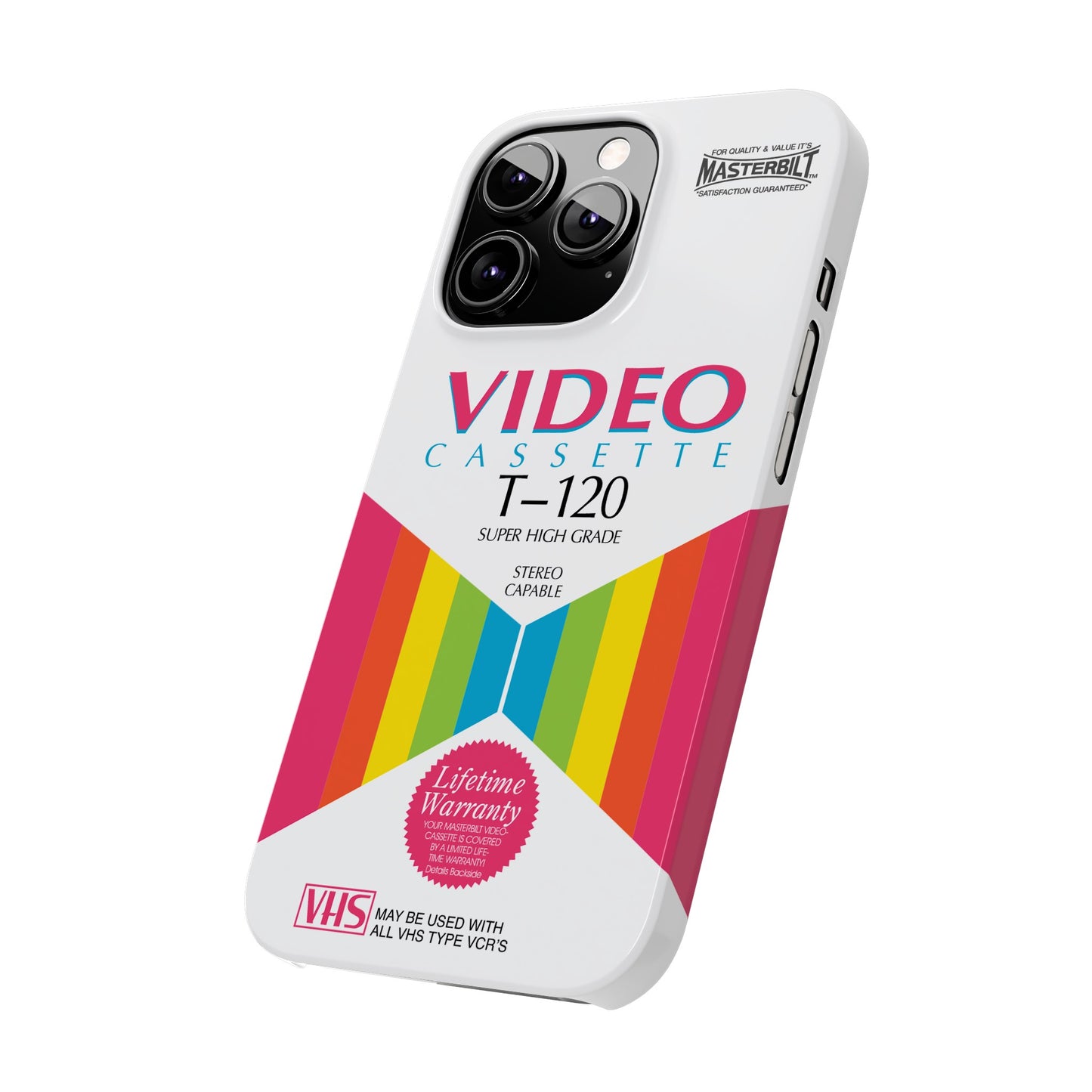 VHS Visions - retro Masterbilt T-120 Super High Grade VHS tape inspired slim iPhone cases