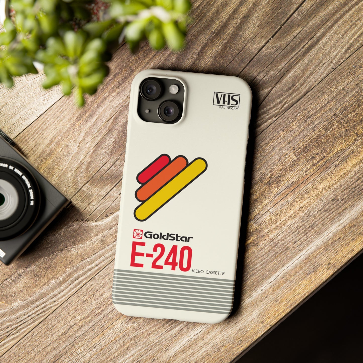VHS Visions - retro Goldstar E-240 VHS tape inspired slim iPhone cases