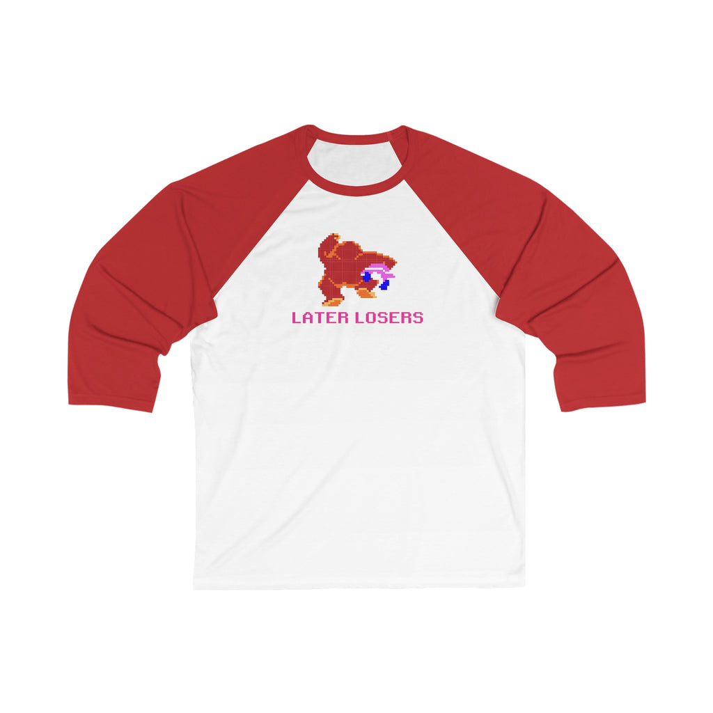 8-bit Legends: DonkeyKong "LATER LOSERS" unisex 3/4 sleeve baseball t-shirt - Rerun Designs