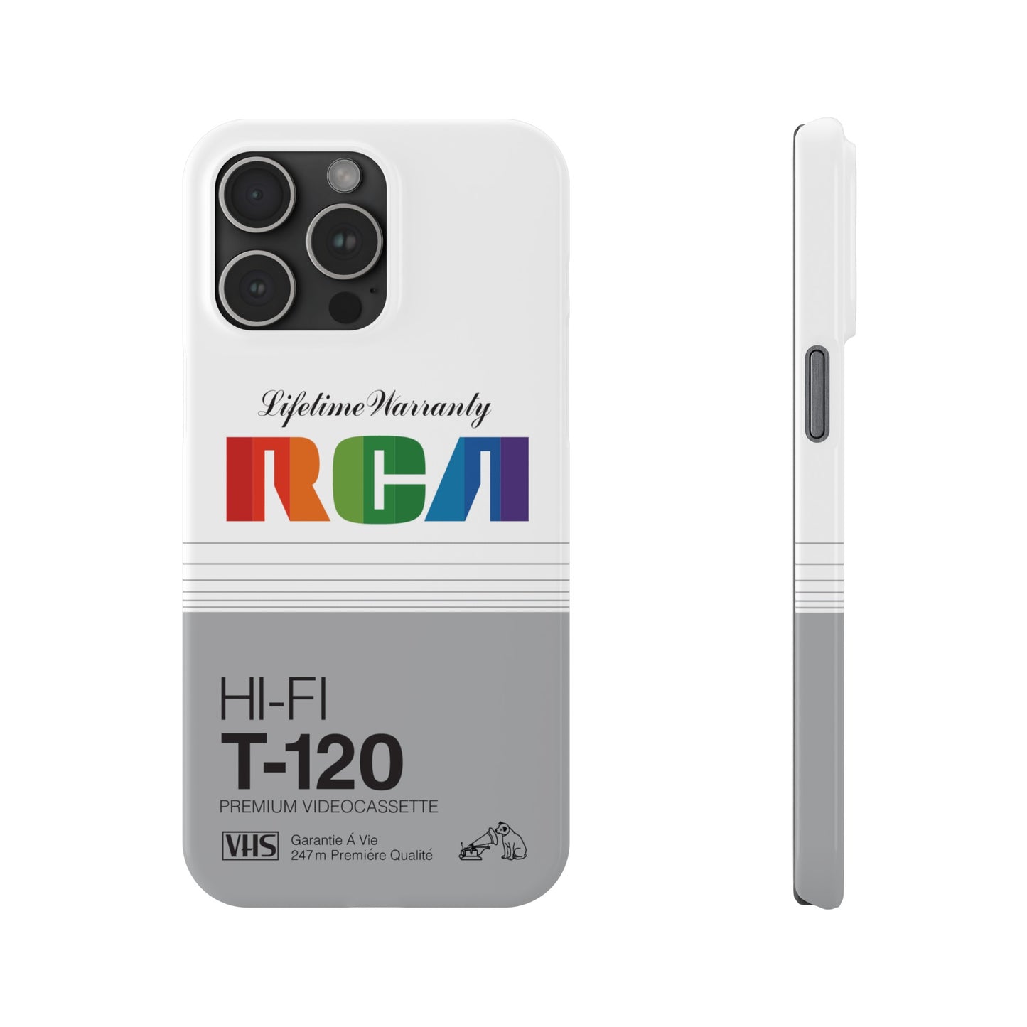 VHS Visions - retro RCA HI FI T-120 VHS tape inspired slim iPhone cases