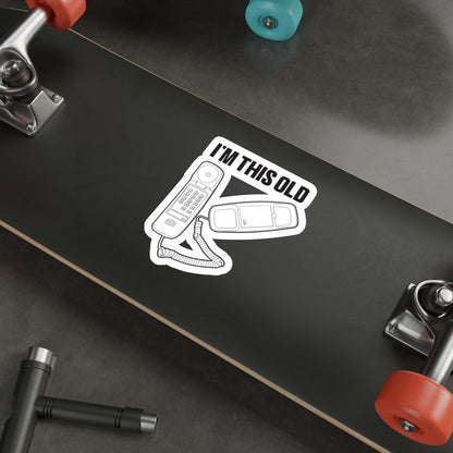 I'm this old - retro corded phone vinyl die cut sticker