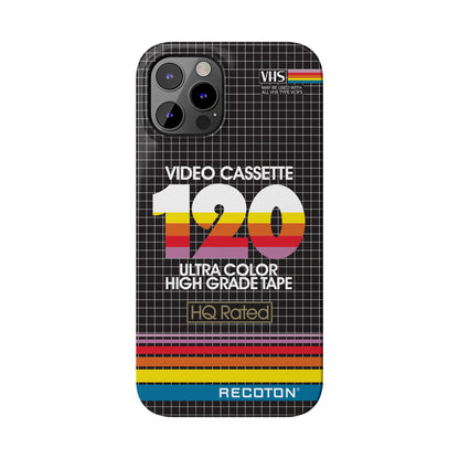VHS Visions - retro RECOTON Ultra Color High Grade HQ 120 VHS tape inspired slim iPhone cases