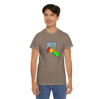 NES Tetris-inspired crowded elevator character mascot unisex t-shirt