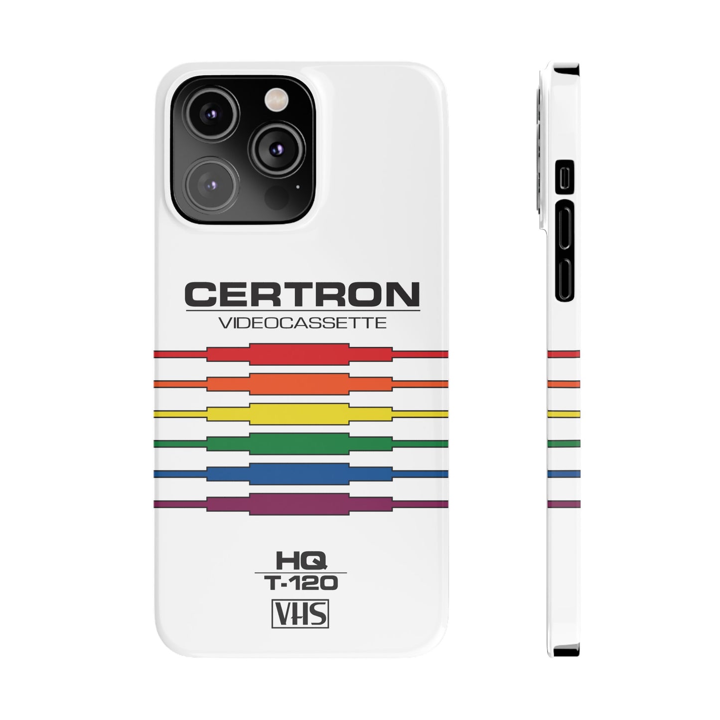 VHS Visions - retro Certron HQ T-120 VHS tape inspired slim iPhone cases