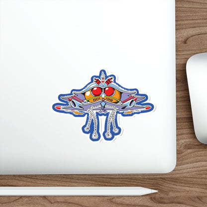 Galaga cabinet art die-cut stickers - Rerun Designs