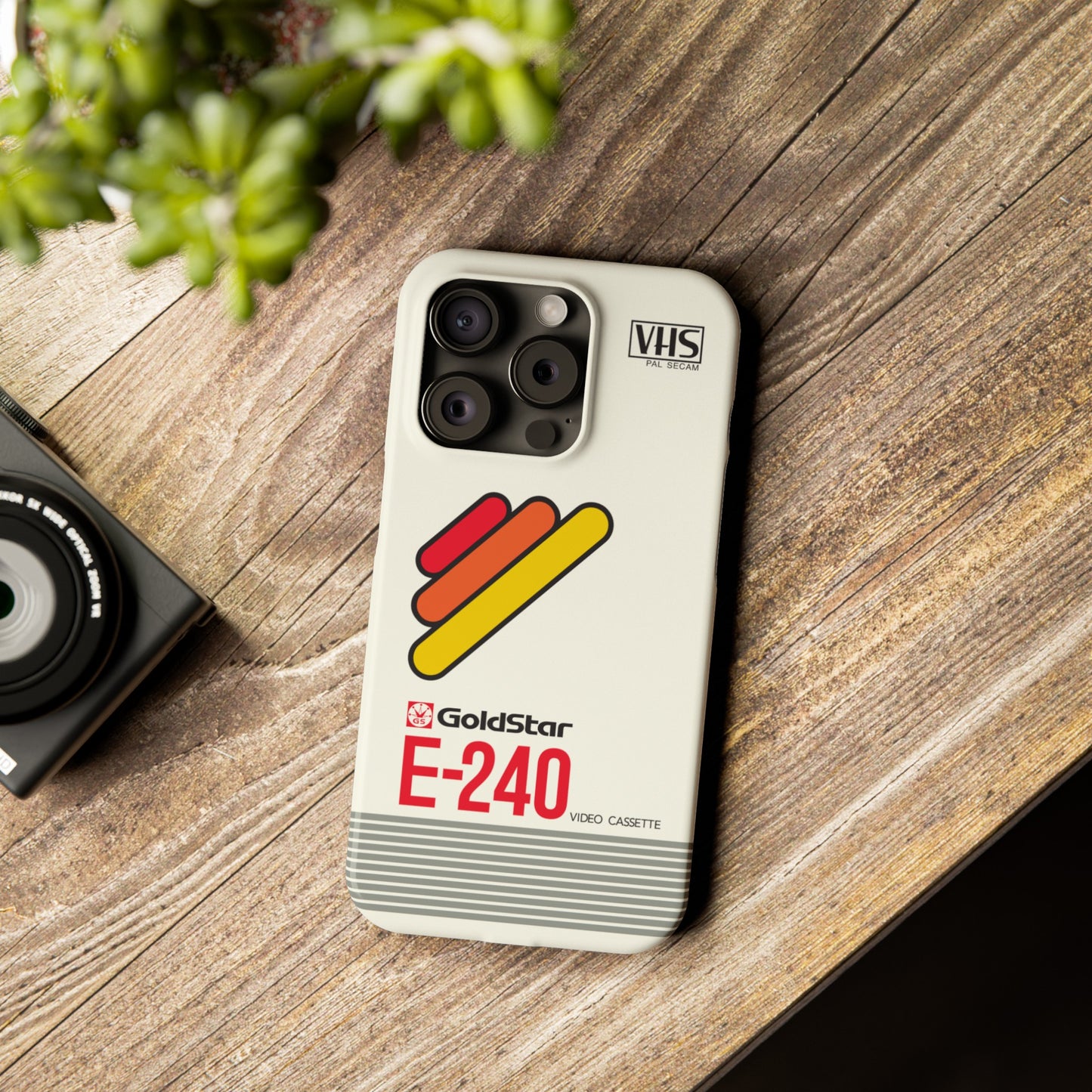 VHS Visions - retro Goldstar E-240 VHS tape inspired slim iPhone cases