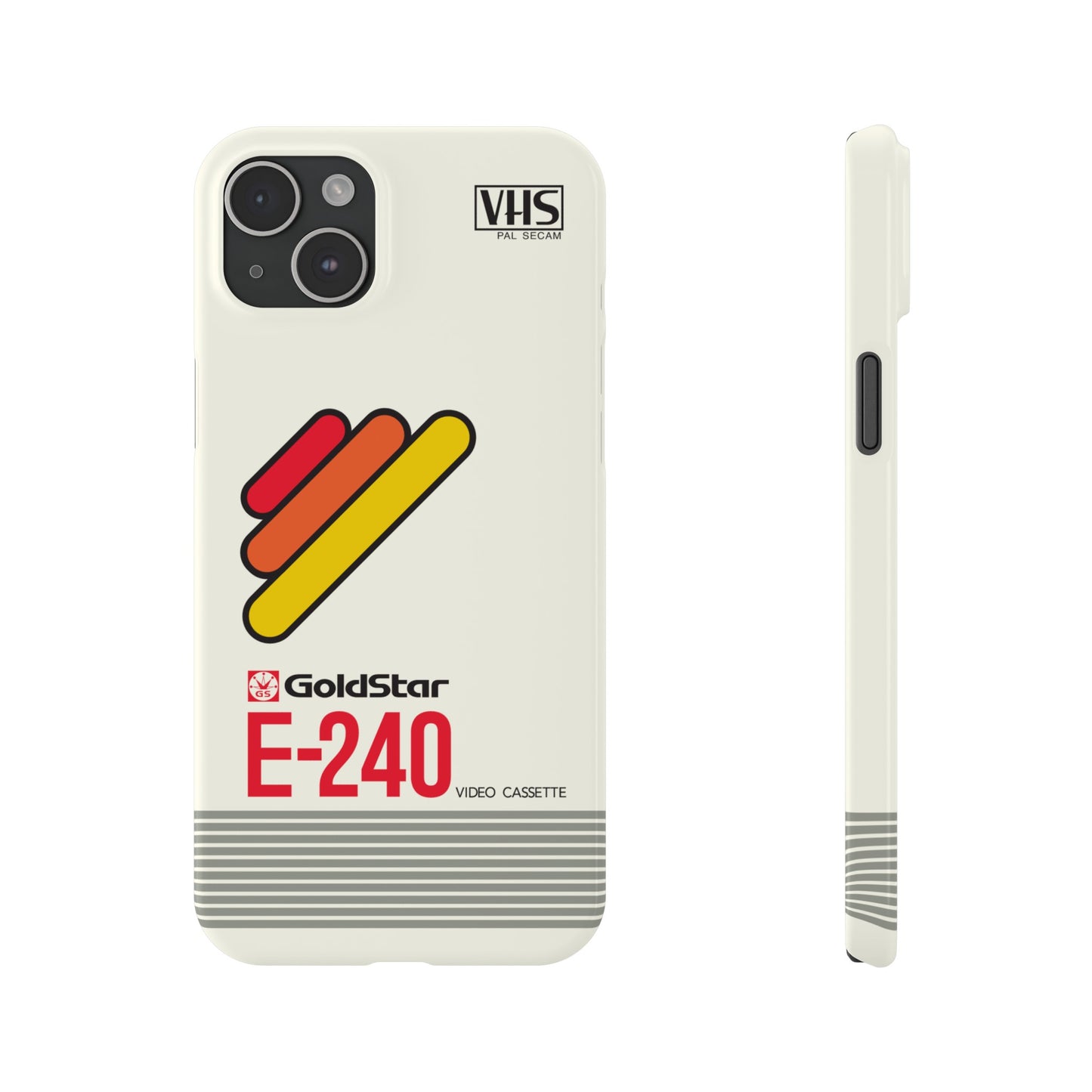 VHS Visions - retro Goldstar E-240 VHS tape inspired slim iPhone cases