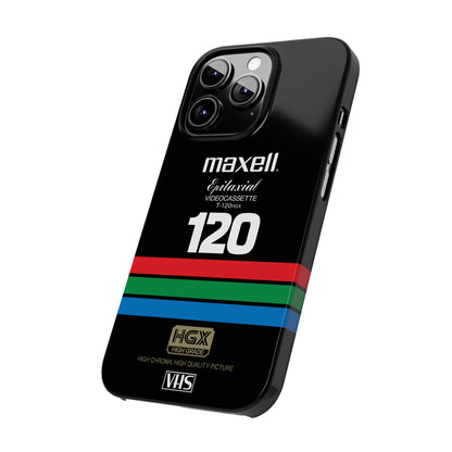 VHS Visions - retro Maxell Epitaxial T-120HGX VHS tape inspired slim iPhone cases