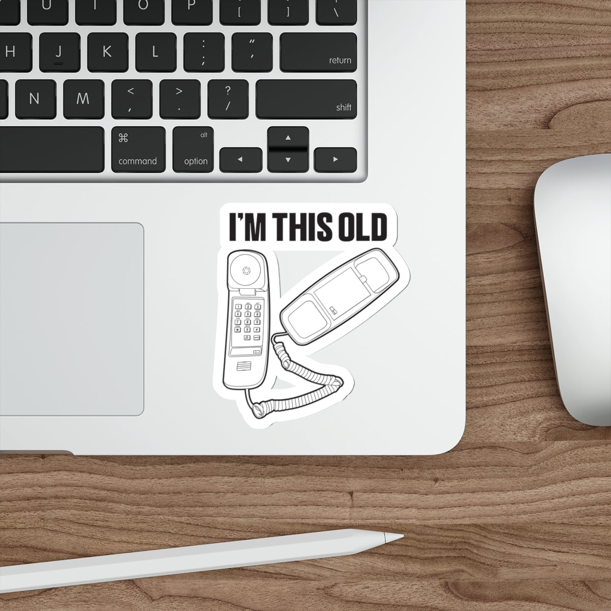 I'm this old - retro corded phone vinyl die cut sticker