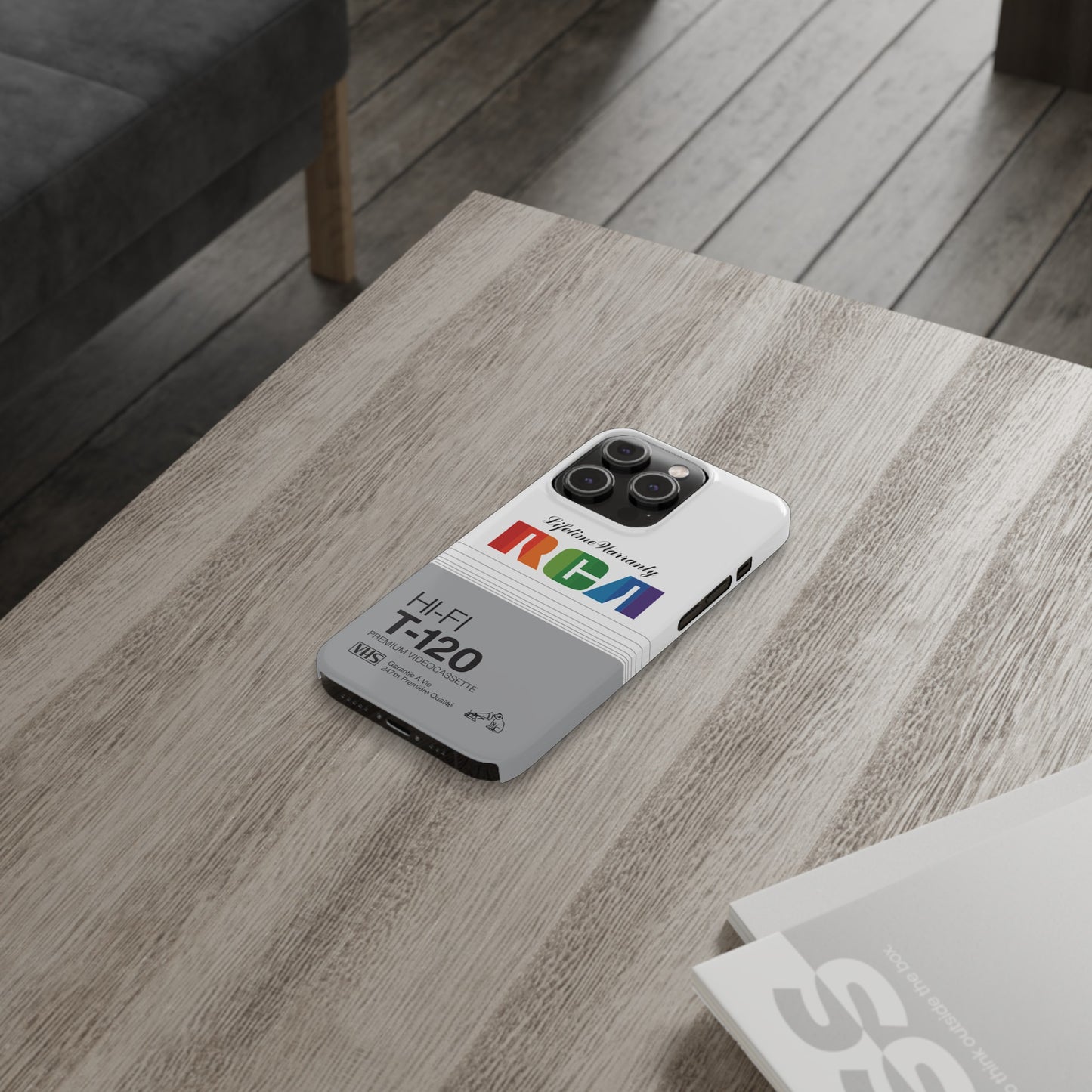 VHS Visions - retro RCA HI FI T-120 VHS tape inspired slim iPhone cases