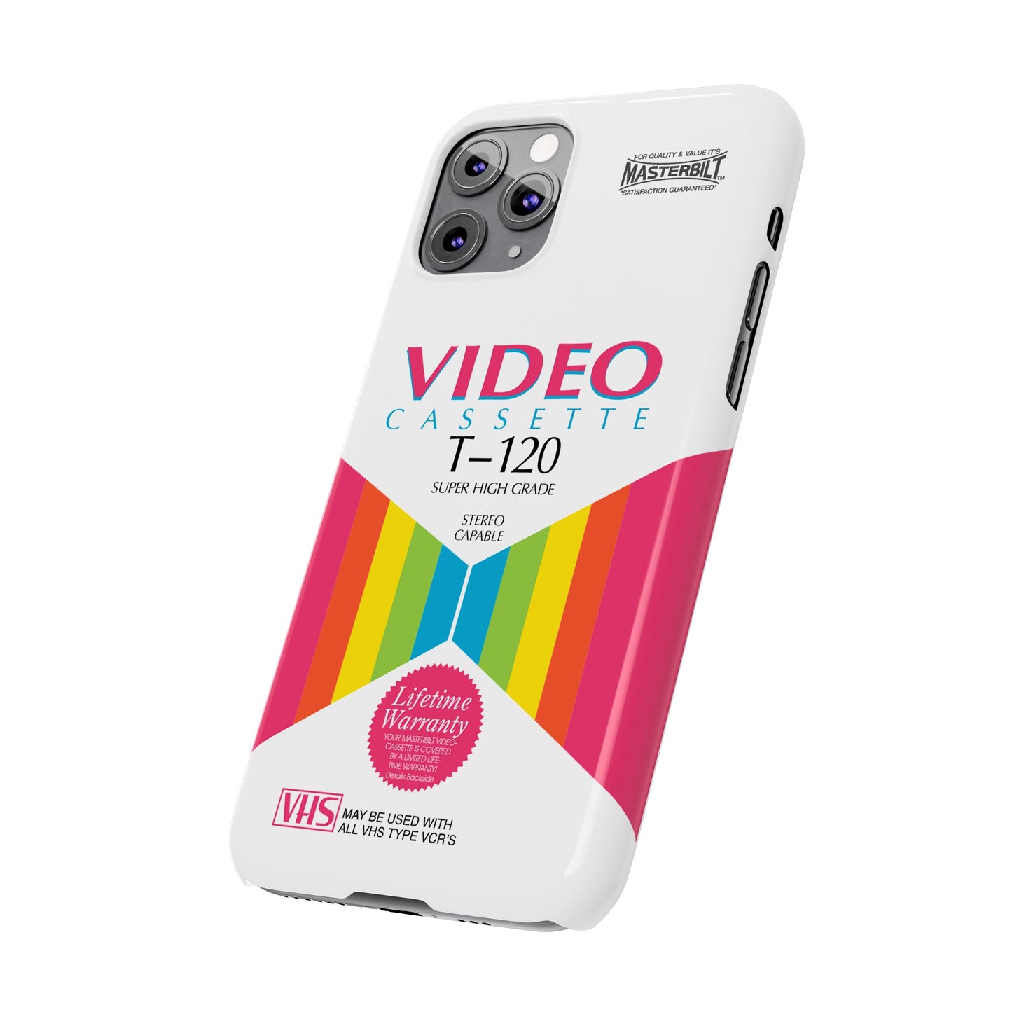 VHS Visions - retro Masterbilt T-120 Super High Grade VHS tape inspired slim iPhone cases