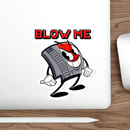 "Blow Me" classic NES video game cartridge inspired die-cut vinyl stickers - Rerun Designs