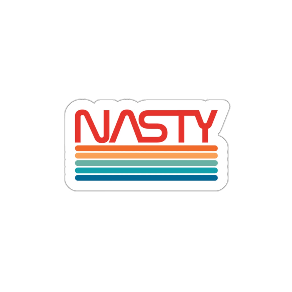 NASTY vintage rainbow NASA logo inspired die-cut stickers - Rerun Designs