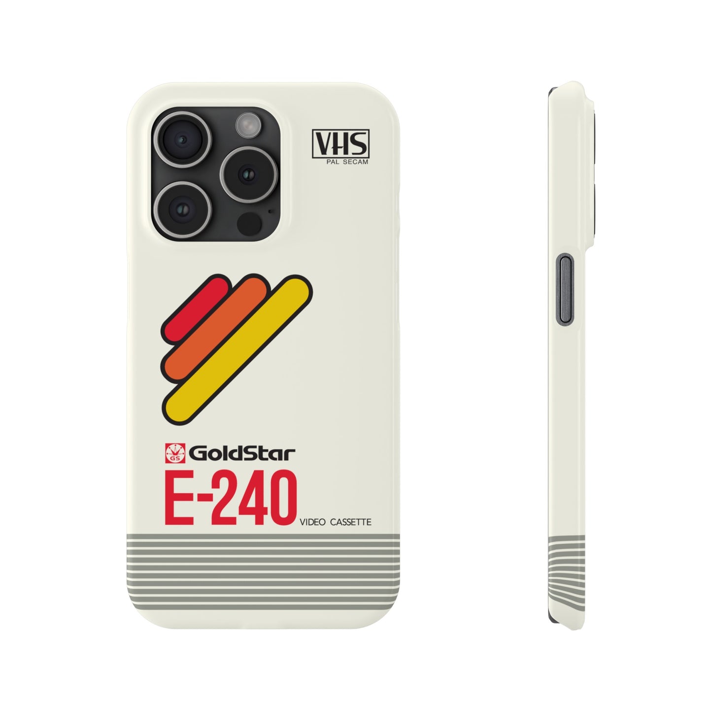 VHS Visions - retro Goldstar E-240 VHS tape inspired slim iPhone cases