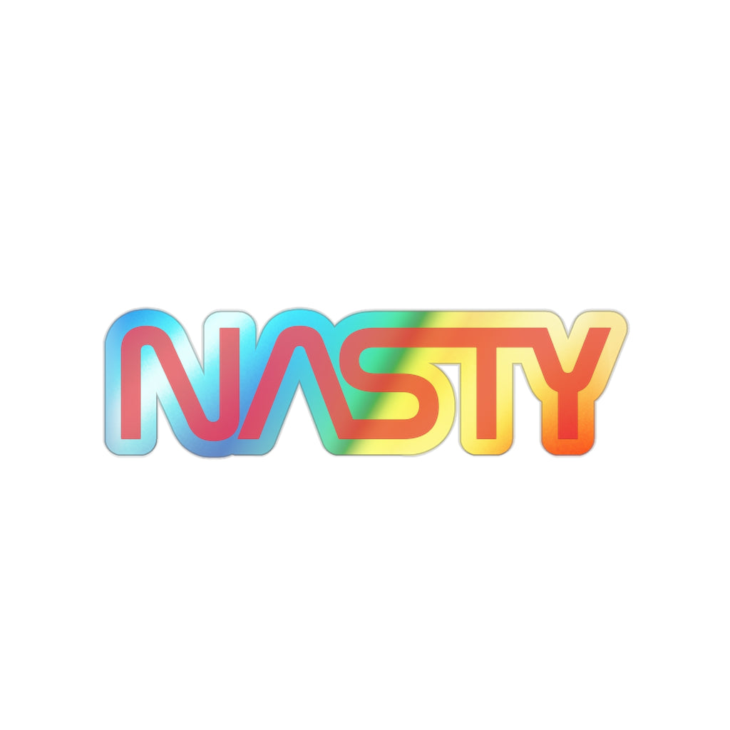 NASTY vintage NASA logo inspired holographic die-cut stickers