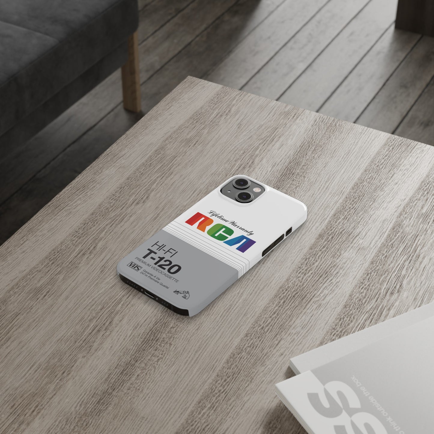 VHS Visions - retro RCA HI FI T-120 VHS tape inspired slim iPhone cases
