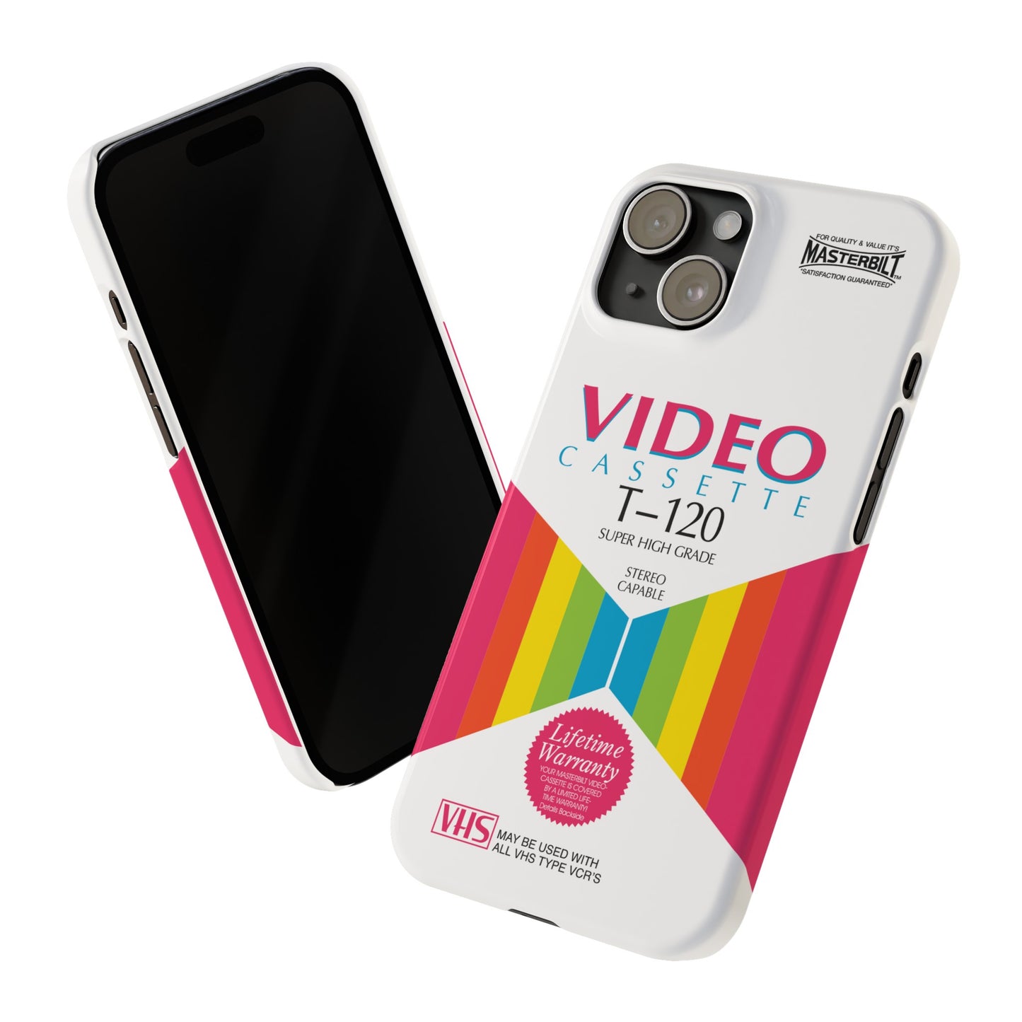 VHS Visions - retro Masterbilt T-120 Super High Grade VHS tape inspired slim iPhone cases