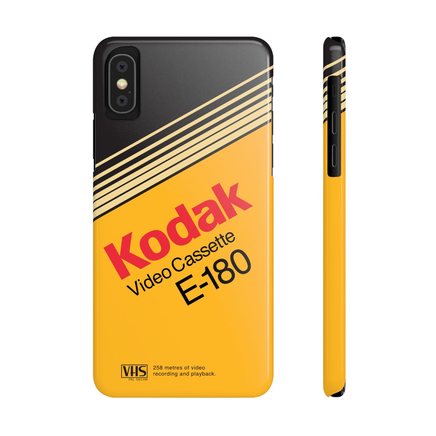 VHS Visions - retro Kodak E180 VHS tape inspired slim iPhone cases