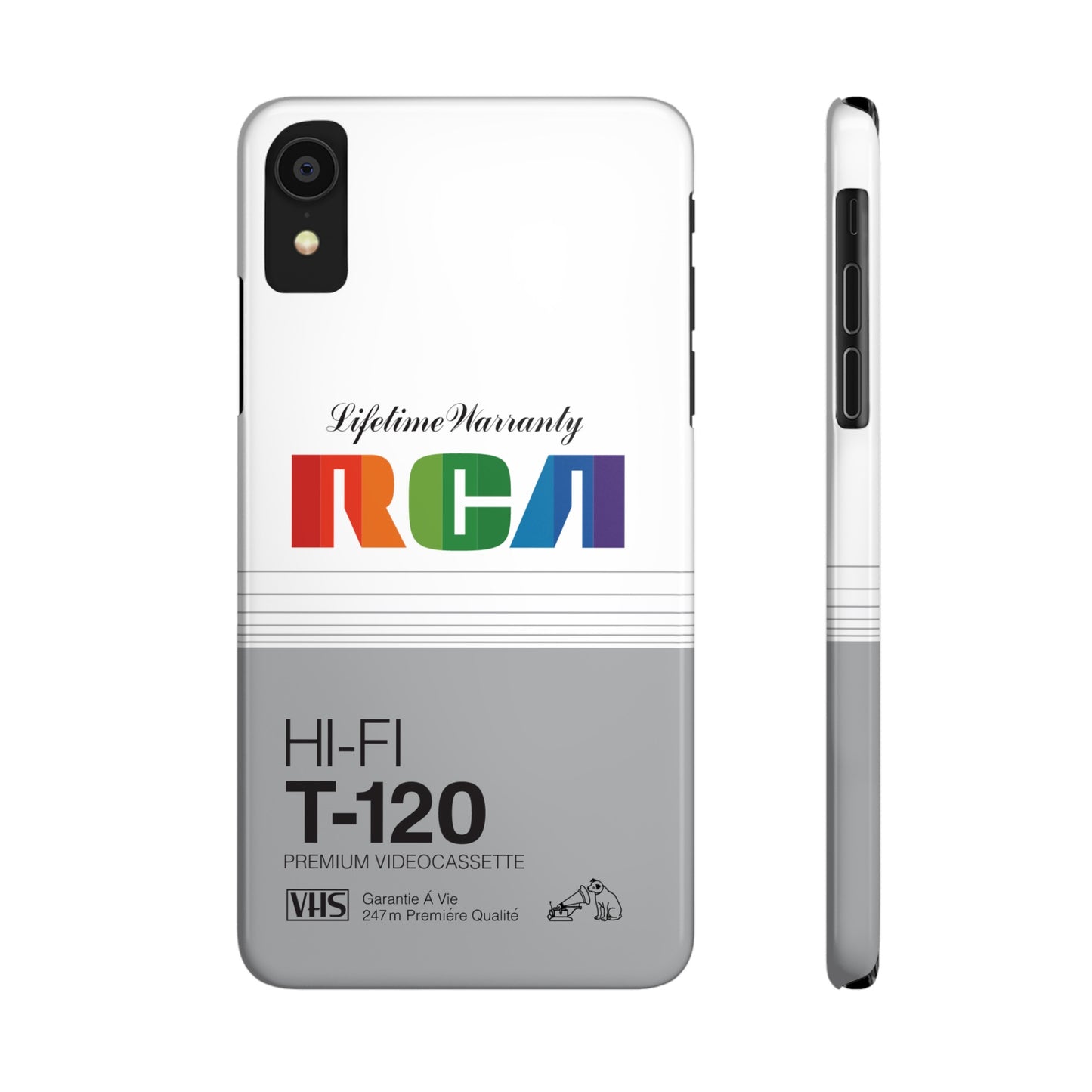 VHS Visions - retro RCA HI FI T-120 VHS tape inspired slim iPhone cases