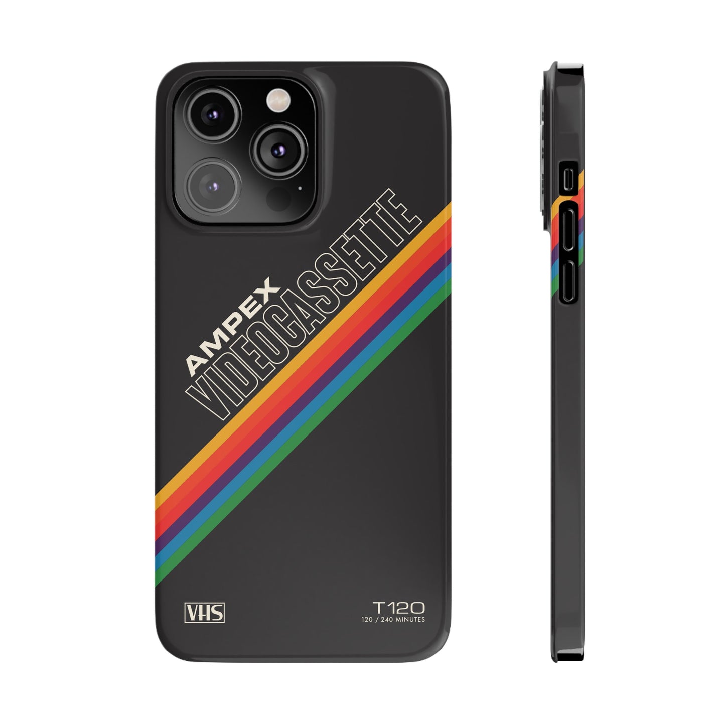 VHS Visions - retro AMPEX T-120 VHS tape inspired slim iPhone cases