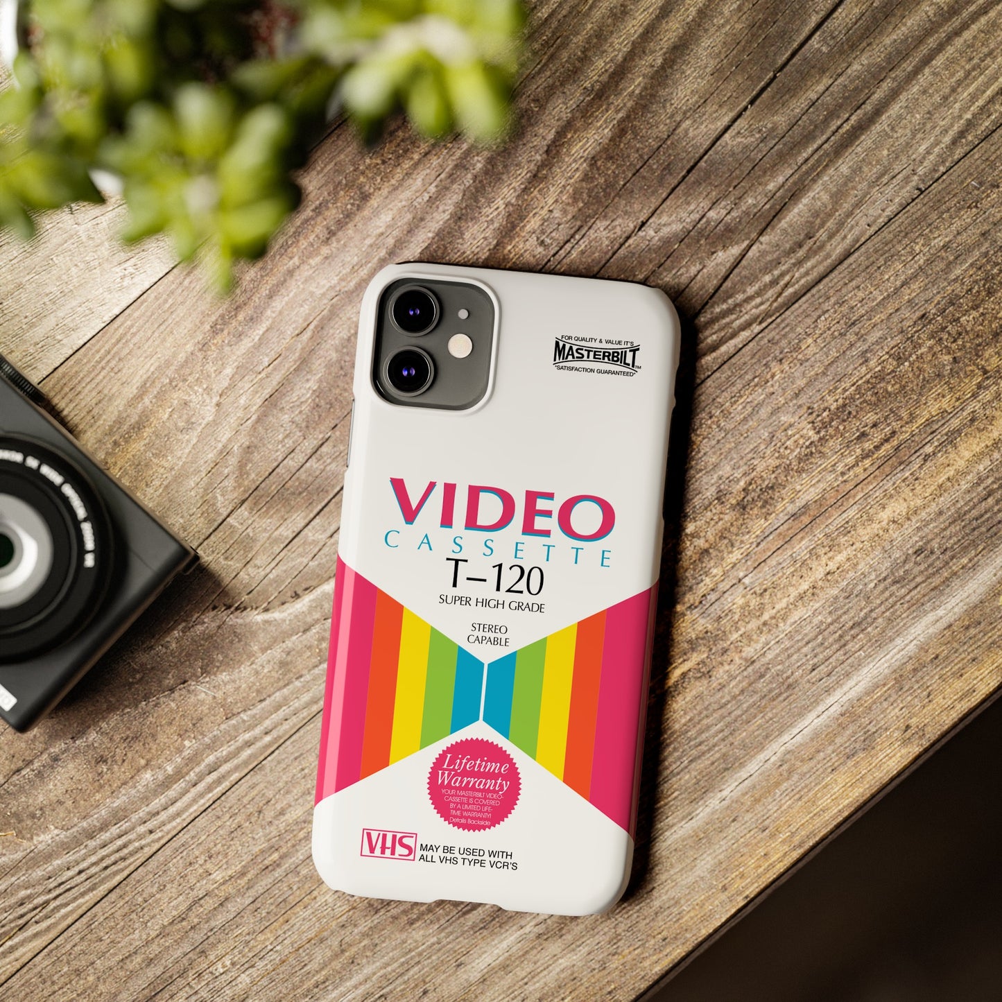 VHS Visions - retro Masterbilt T-120 Super High Grade VHS tape inspired slim iPhone cases