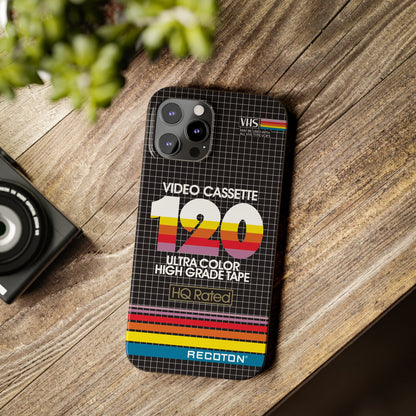 VHS Visions - retro RECOTON Ultra Color High Grade HQ 120 VHS tape inspired slim iPhone cases