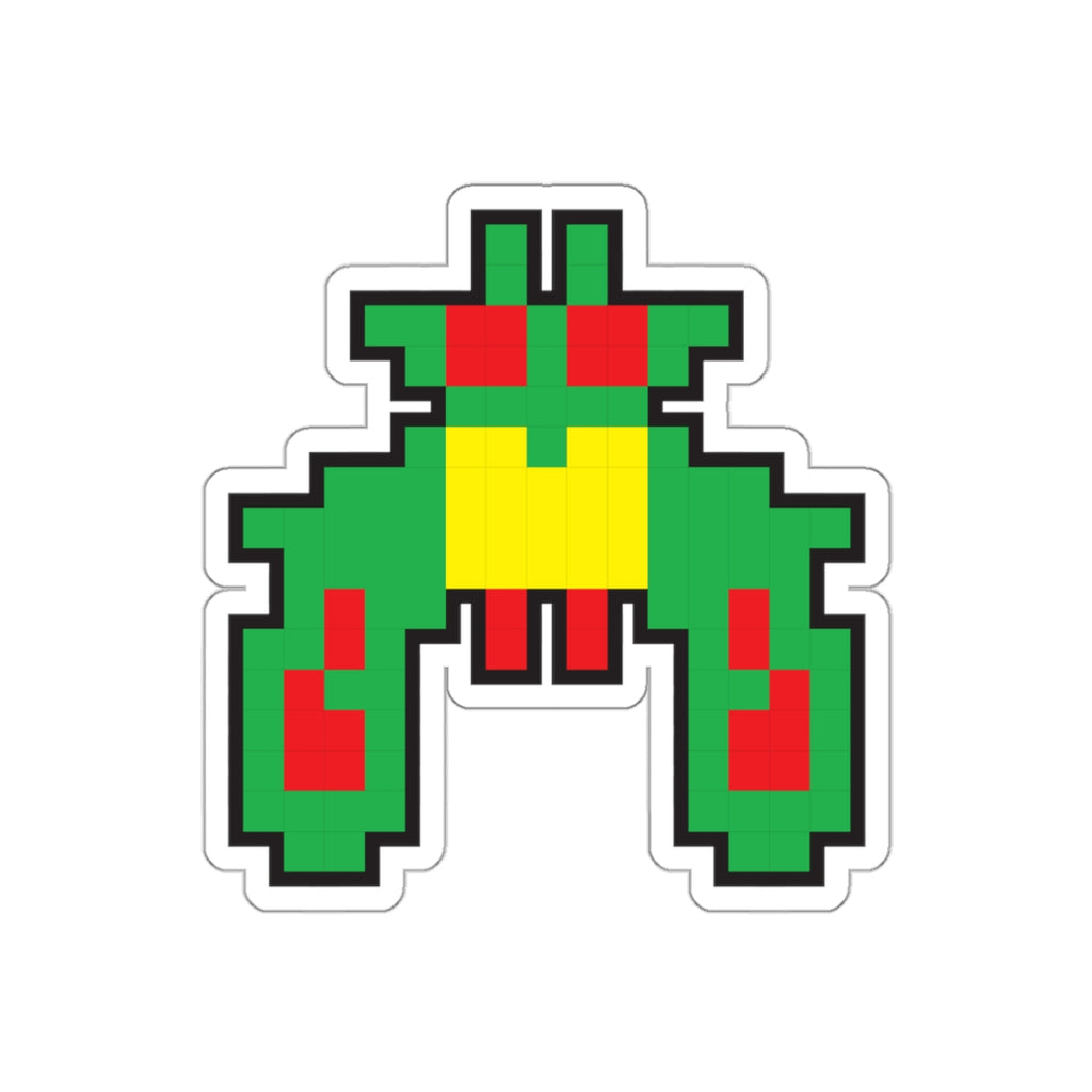 8-bit Legends: Galaga Green Boss die-cut stickers - Rerun Designs