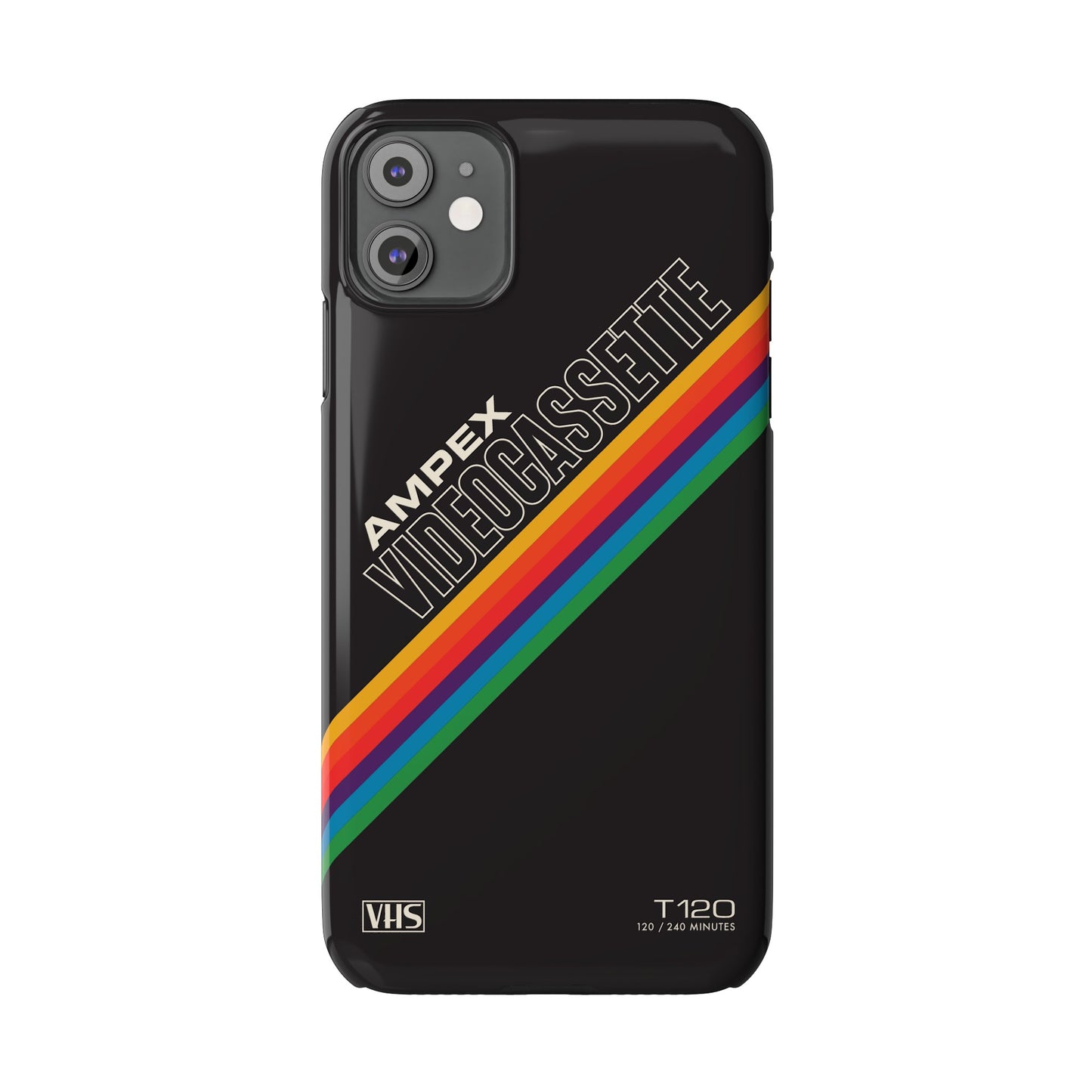 VHS Visions - retro AMPEX T-120 VHS tape inspired slim iPhone cases