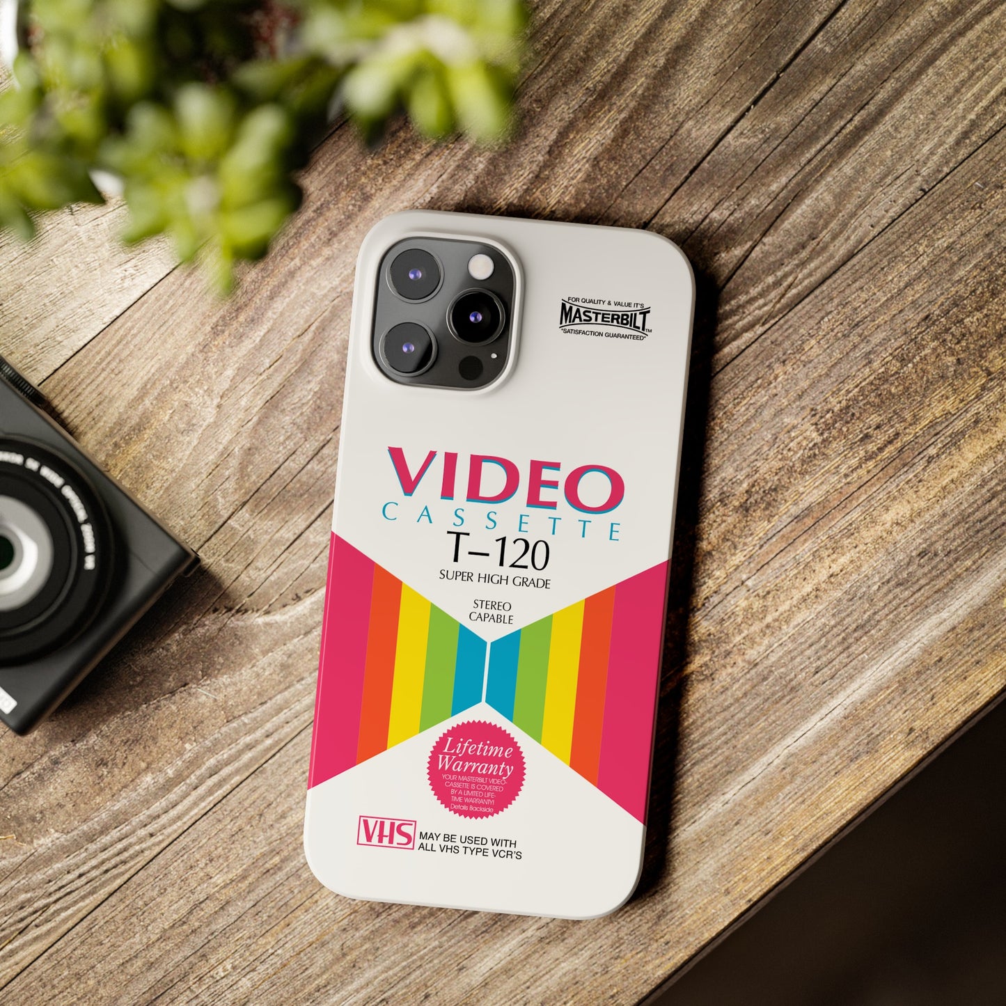 VHS Visions - retro Masterbilt T-120 Super High Grade VHS tape inspired slim iPhone cases