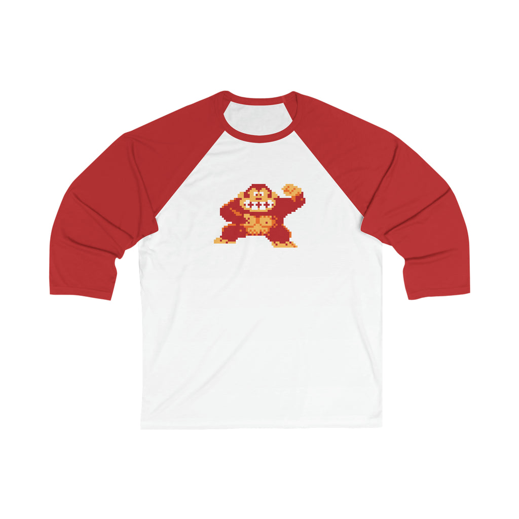 8-bit Legends: DonkeyKong unisex 3/4 sleeve baseball t-shirt - Rerun Designs