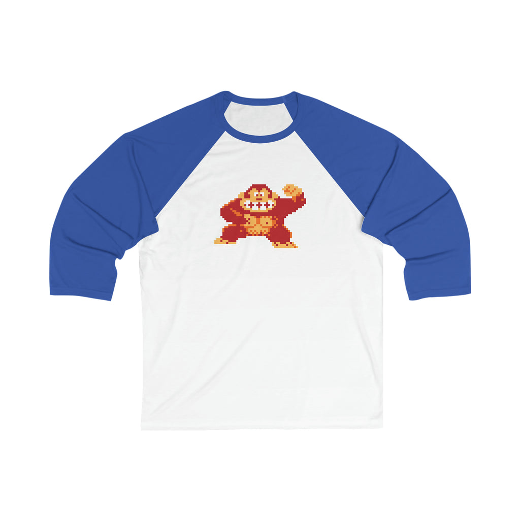 8-bit Legends: DonkeyKong unisex 3/4 sleeve baseball t-shirt - Rerun Designs