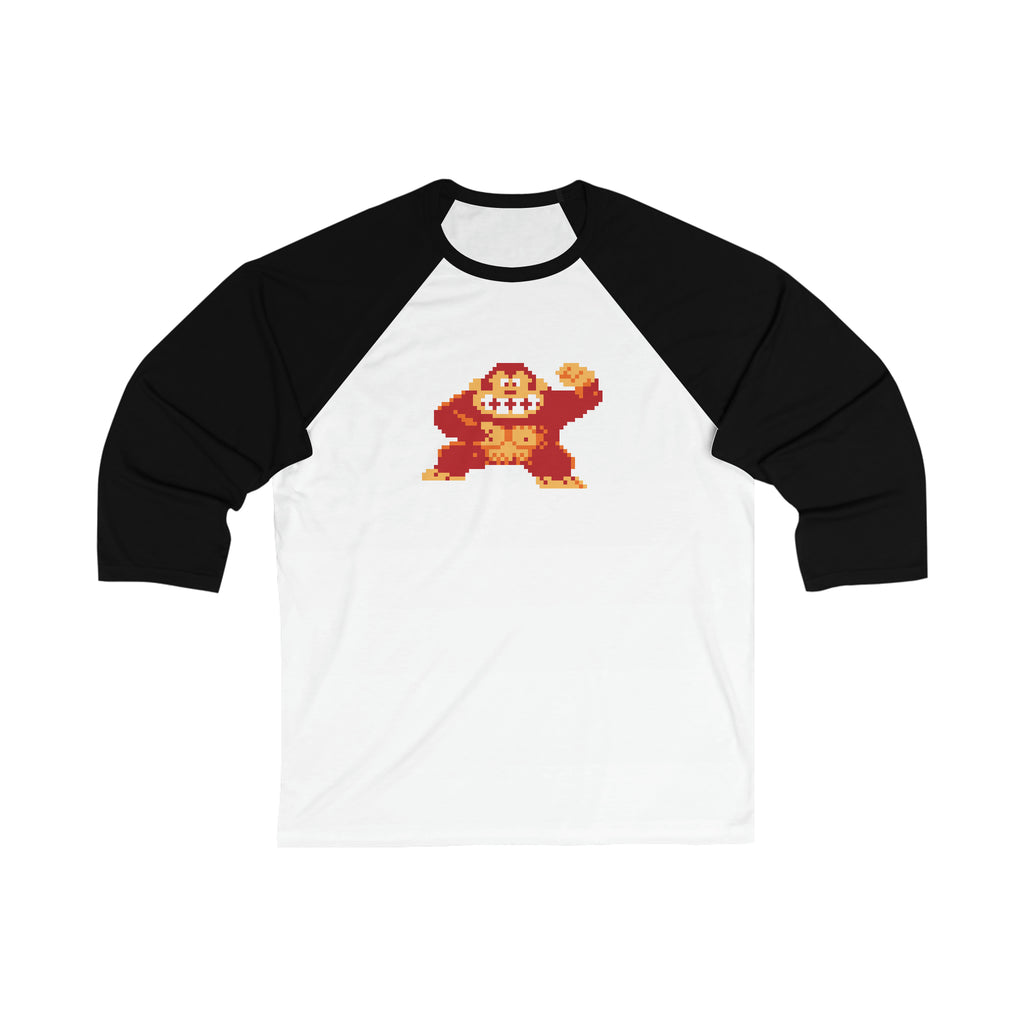 8-bit Legends: DonkeyKong unisex 3/4 sleeve baseball t-shirt - Rerun Designs