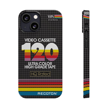 VHS Visions - retro RECOTON Ultra Color High Grade HQ 120 VHS tape inspired slim iPhone cases