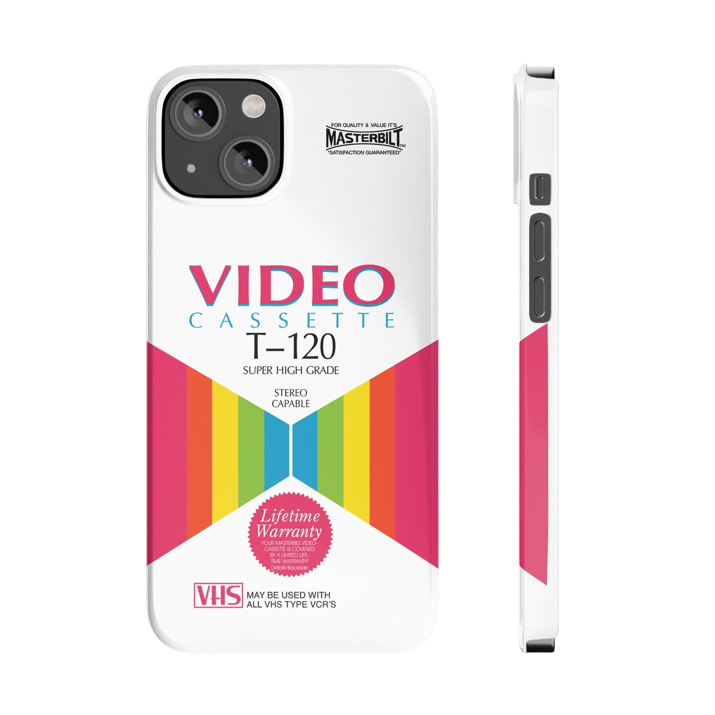 VHS Visions - retro Masterbilt T-120 Super High Grade VHS tape inspired slim iPhone cases