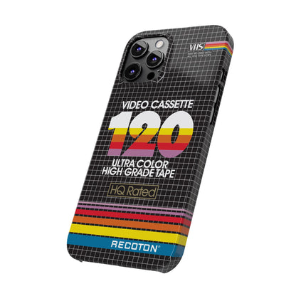 VHS Visions - retro RECOTON Ultra Color High Grade HQ 120 VHS tape inspired slim iPhone cases