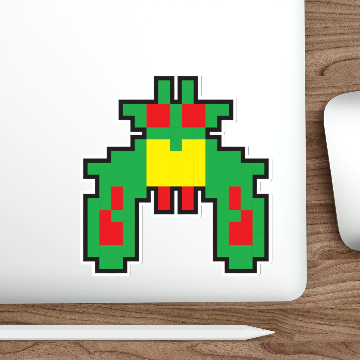 8-bit Legends: Galaga Green Boss die-cut stickers
