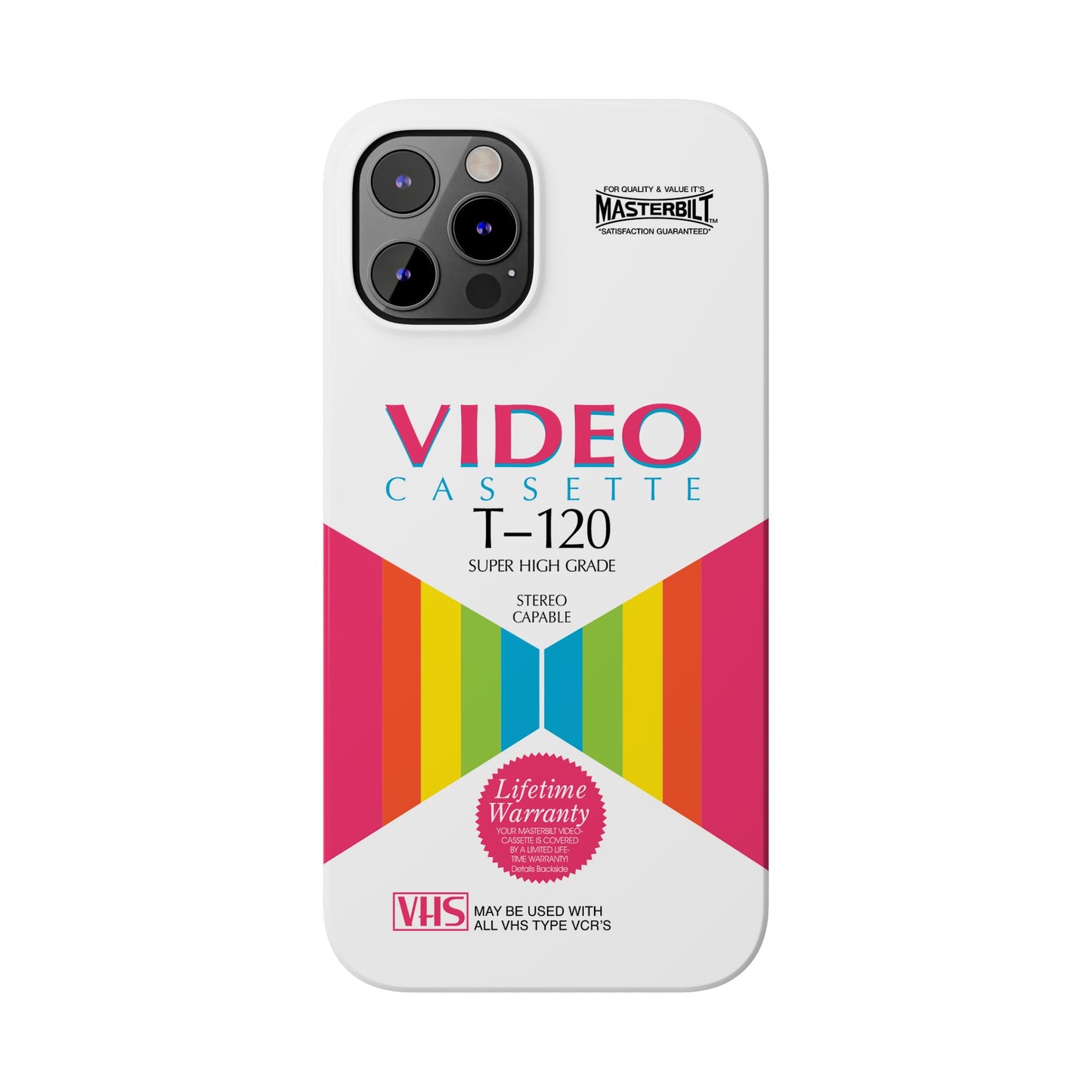 VHS Visions - retro Masterbilt T-120 Super High Grade VHS tape inspired slim iPhone cases