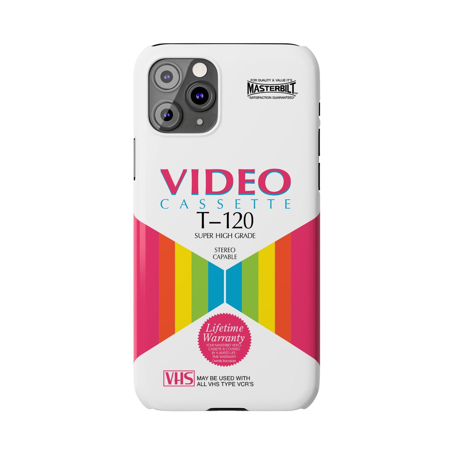 VHS Visions - retro Masterbilt T-120 Super High Grade VHS tape inspired slim iPhone cases