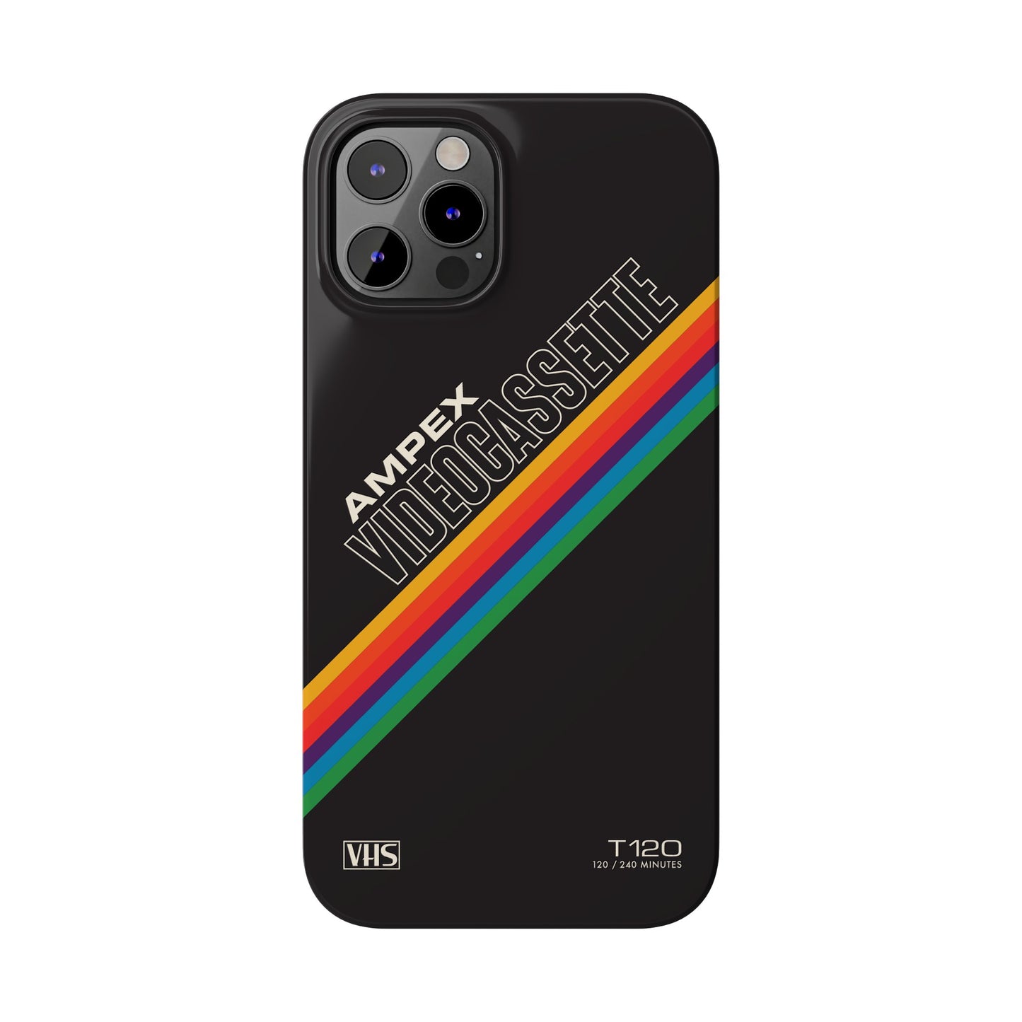 VHS Visions - retro AMPEX T-120 VHS tape inspired slim iPhone cases