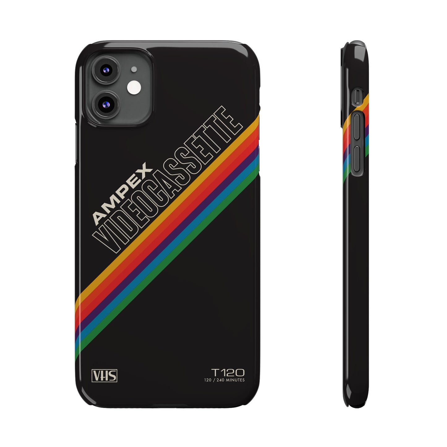 VHS Visions - retro AMPEX T-120 VHS tape inspired slim iPhone cases