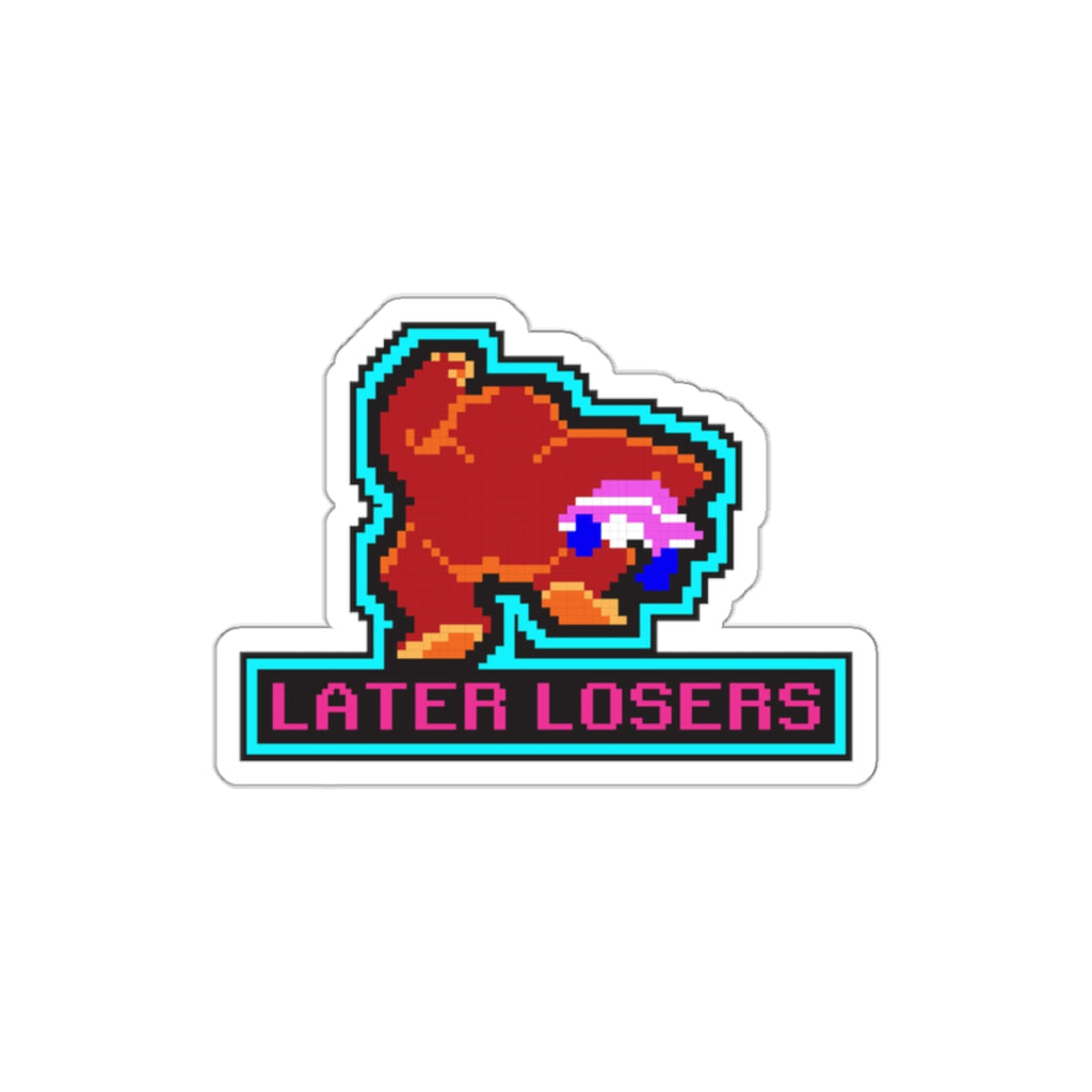 8-bit Legends: DonkeyKong "LATER LOSERS" die-cut stickers - Rerun Designs