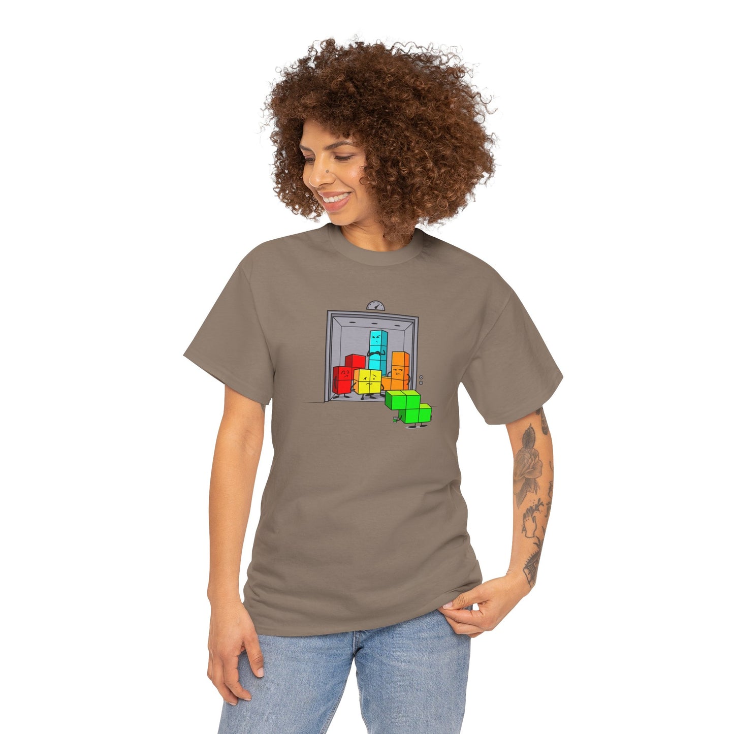 NES Tetris-inspired crowded elevator character mascot unisex t-shirt
