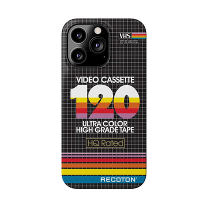 VHS Visions - retro RECOTON Ultra Color High Grade HQ 120 VHS tape inspired slim iPhone cases