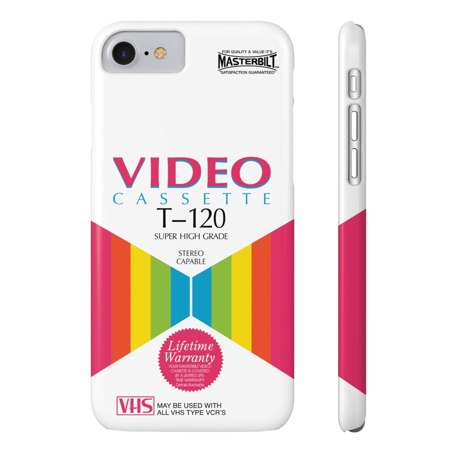 VHS Visions - retro Masterbilt T-120 Super High Grade VHS tape inspired slim iPhone cases