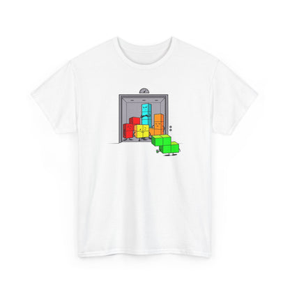 NES Tetris-inspired crowded elevator character mascot unisex t-shirt