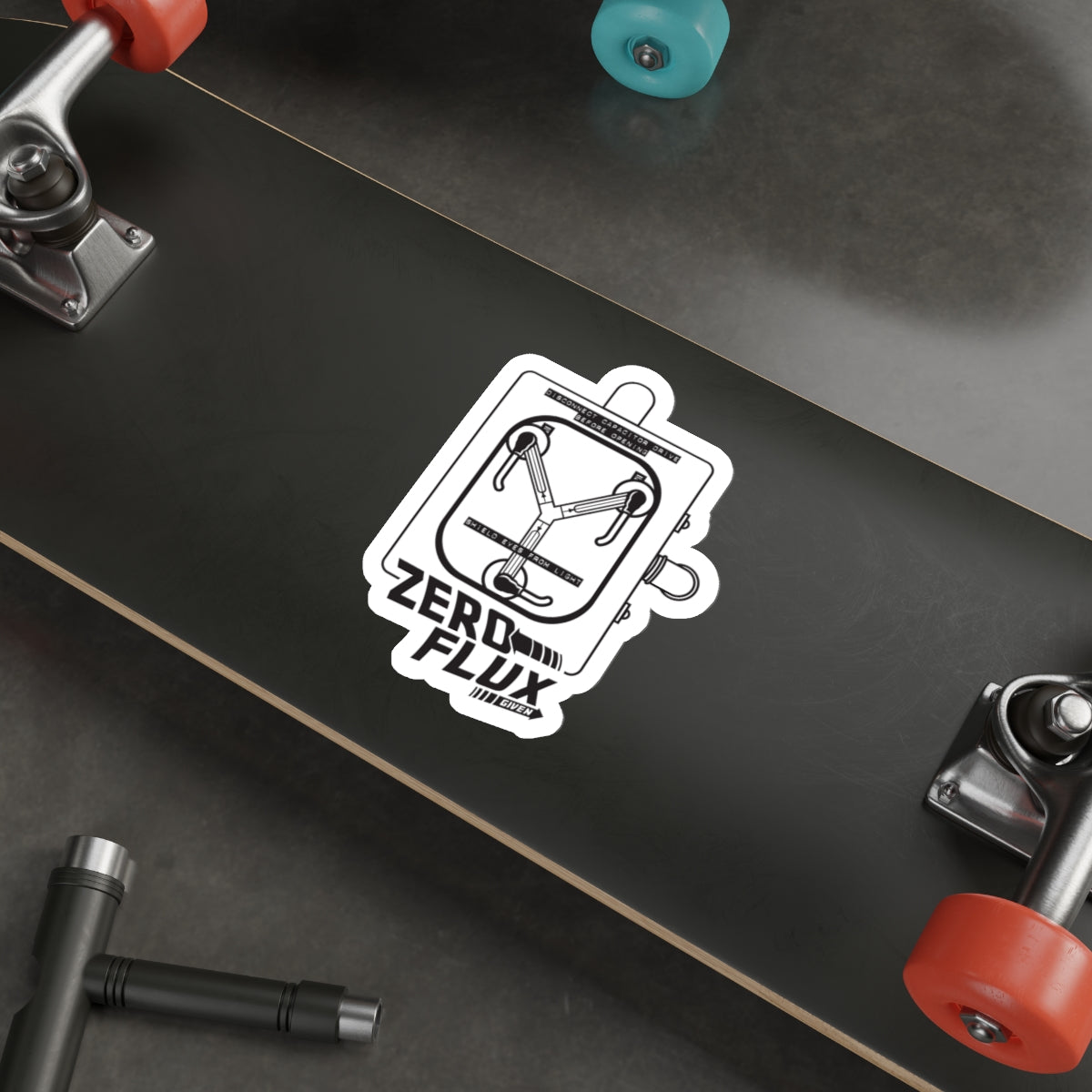 Back to the Future movie inspired "Zero Flux Given" flux capacitor die-cut vinyl sticker - Rerun Designs