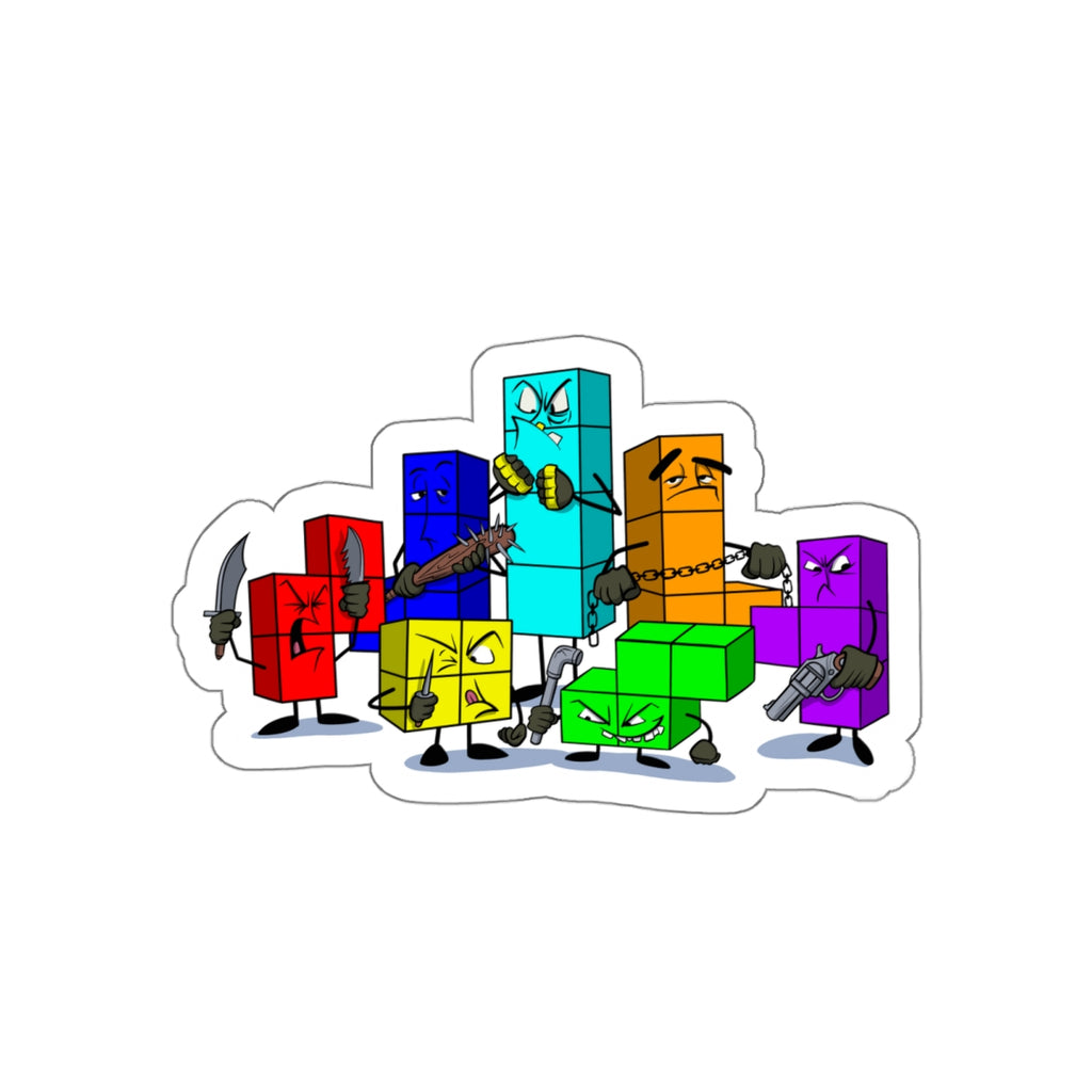 NES Tetris-inspired "Original Video Game Gangsters" vinyl die-cut stickers - Rerun Designs