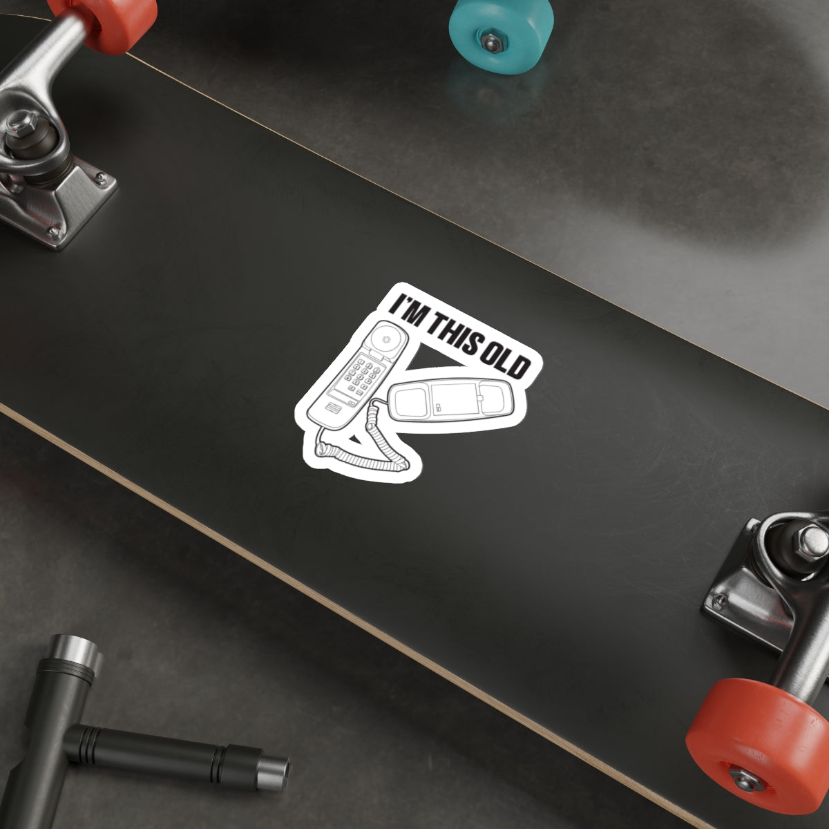 I'm this old - retro corded phone vinyl die cut sticker