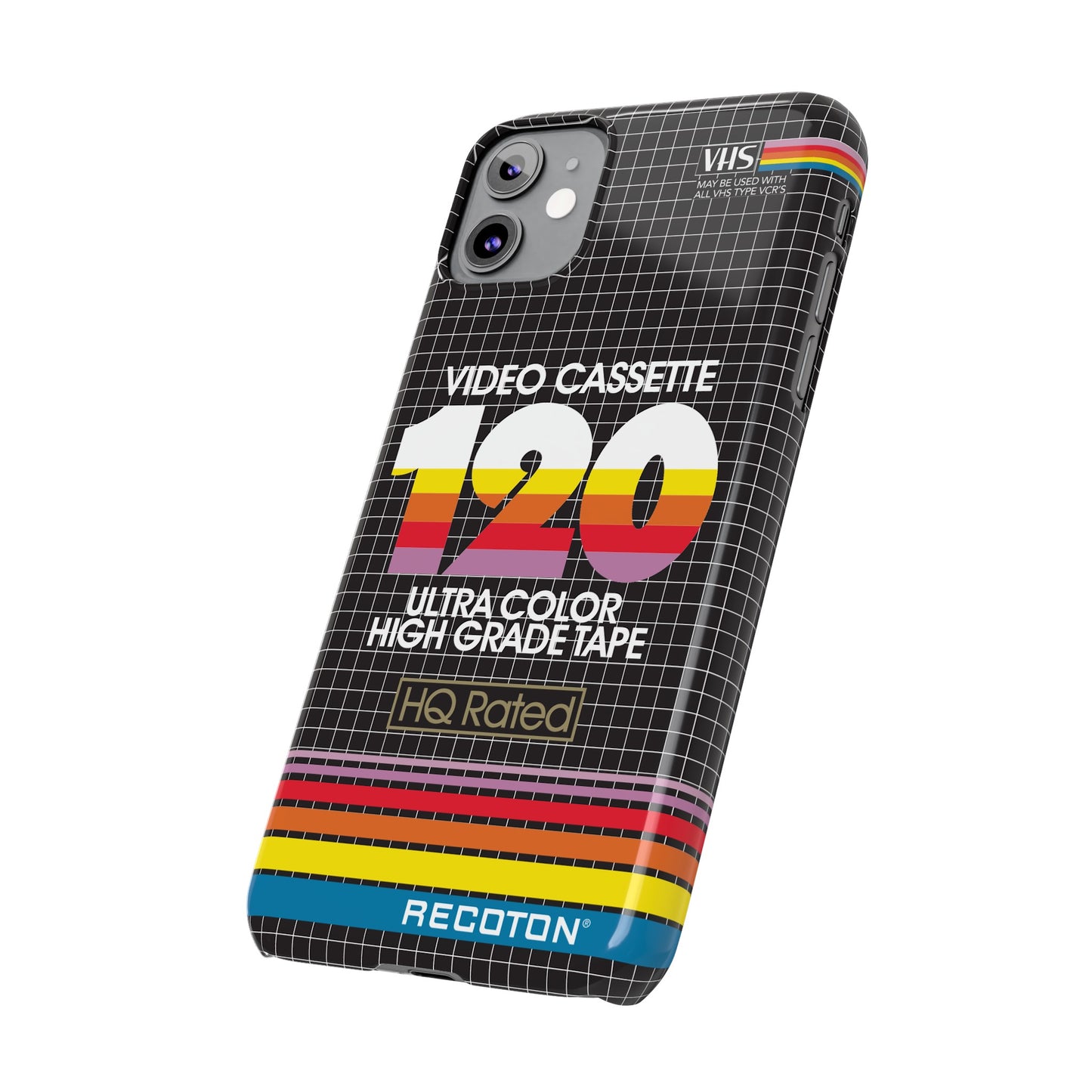VHS Visions - retro RECOTON Ultra Color High Grade HQ 120 VHS tape inspired slim iPhone cases