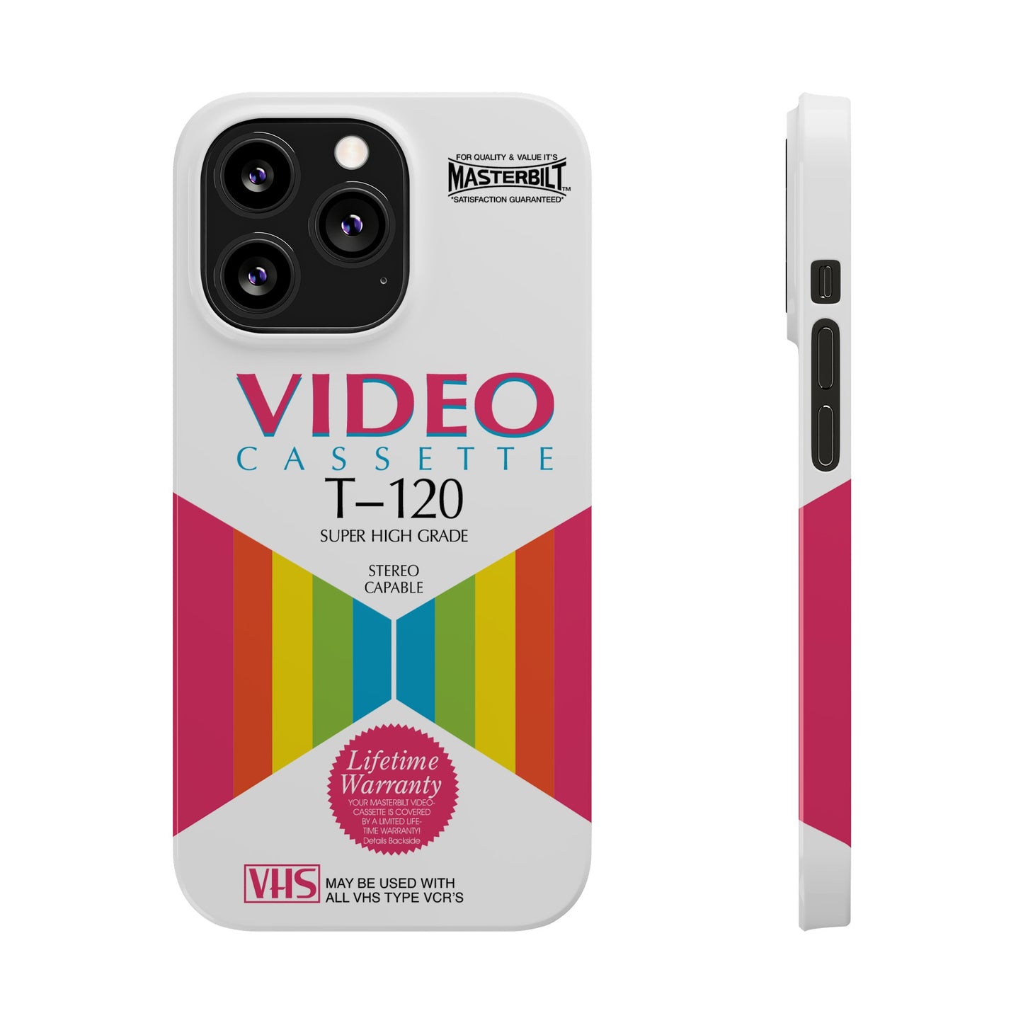VHS Visions - retro Masterbilt T-120 Super High Grade VHS tape inspired slim iPhone cases